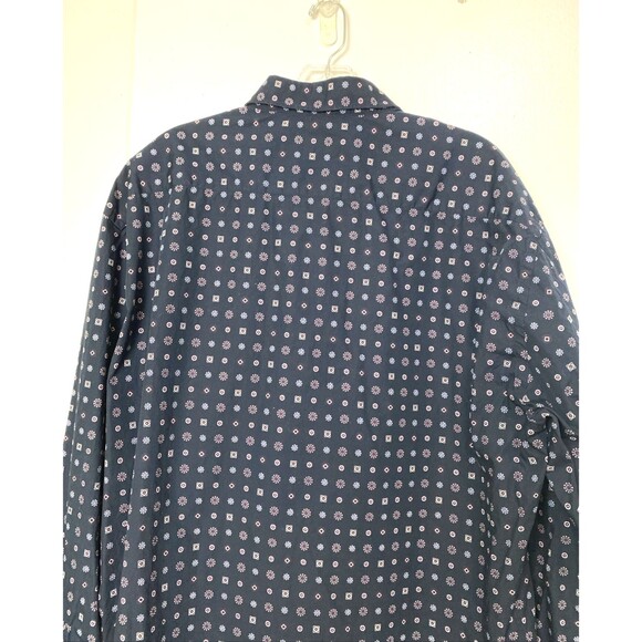 Paul & Shark Yachting Button Down Shirt Men's Size XXL Blue Diamond Print Long - Picture 5 of 13